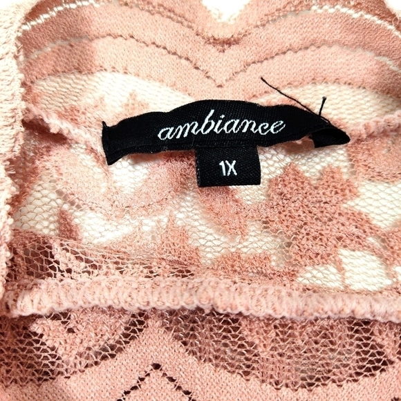 Ambiance women's blouse Plus size rose pink lace Size: 1X - Picture 3 of 4